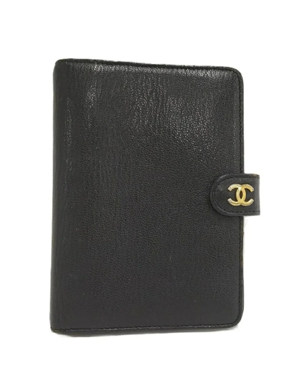 Chanel Notebook Cover CC Logo Gold Leather Black Agenda